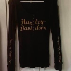 Harley Davidson, Biker, Women's Long Sleeve, Black, Size Small